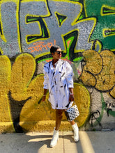 Load image into Gallery viewer, PAINTED ABSTRACT SHIRT DRESS-WHITE/BLACK